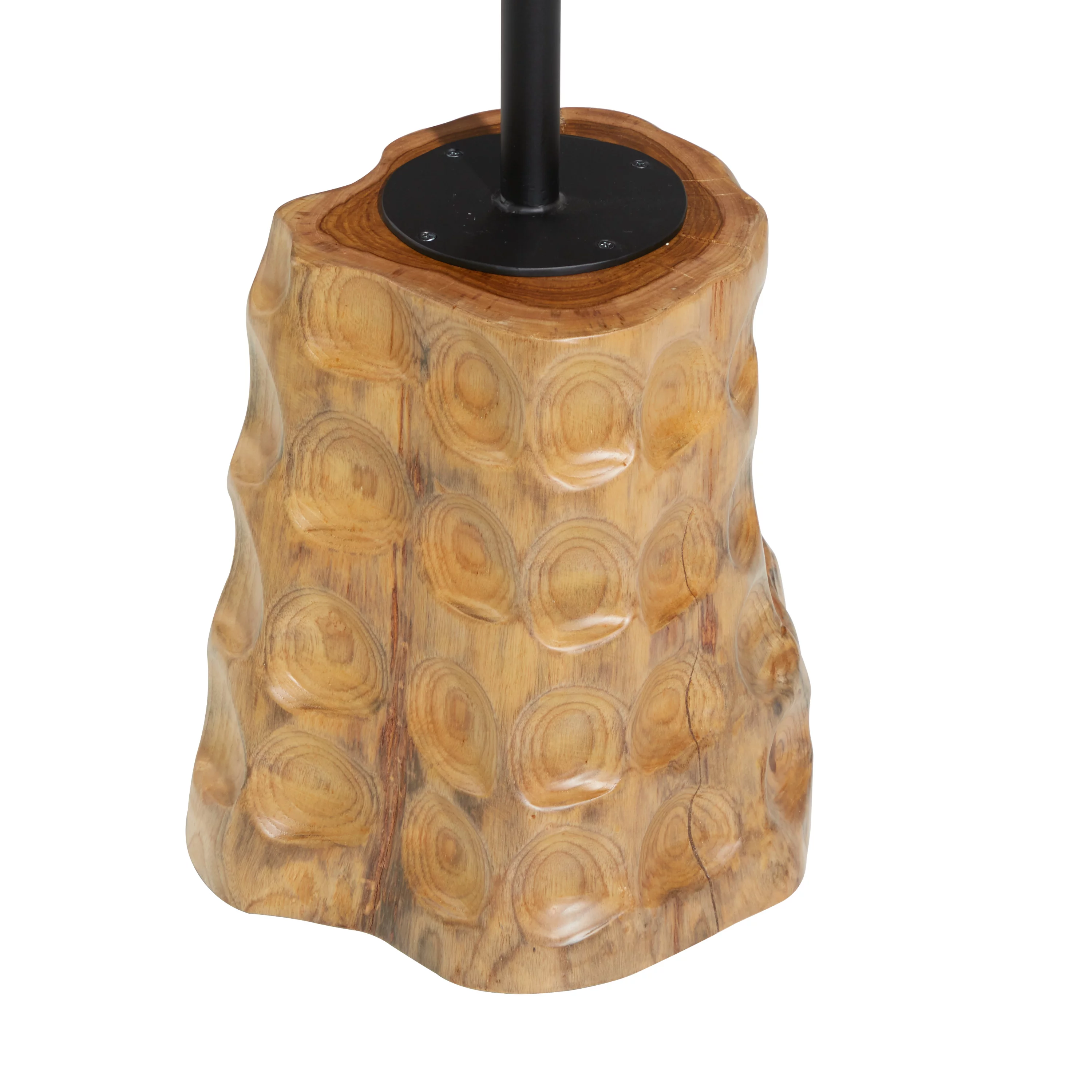 DecMode 18" x 23" Brown Teak Wood Handmade Live Edge Raised Tabletop Accent Table with Tree Stump Base, 1-Piece