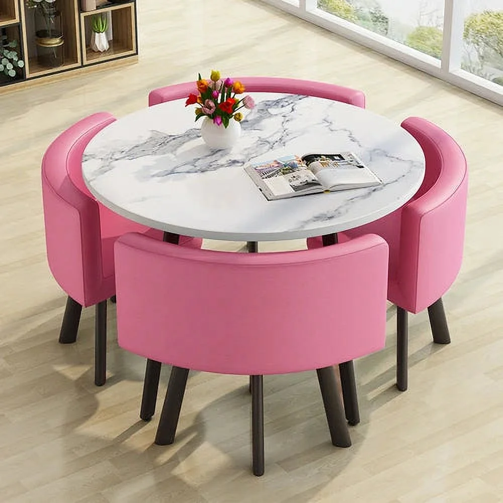 Dining Table Set 4 Chairs Office Reception Seat Suits Negotiation Table Casual Visitor Round Table Visitor Office Desk Chair Set