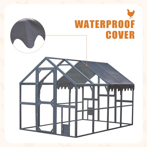 109.6'' Large Wood Chicken Coop Enclosures,Walk-in Poultry Cage
