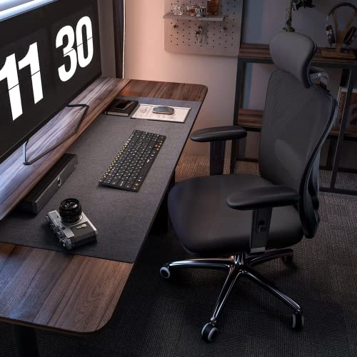 SIHOO M18 Ergonomic Office Chair for Big and Tall People Adjustable Headrest with 2D Armrest Lumbar Support and PU Wheels Swivel Tilt Function Black