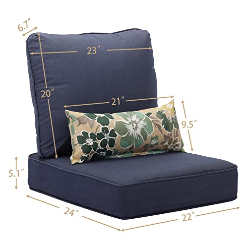 Aoodor 22'' x 24'' Outdoor Deep Seat Chair Cushion Set，Olefin Fabric Slipcover and Sponge Foam- Green (Set of 2 Seats, 2 Backs, 2 Pillows