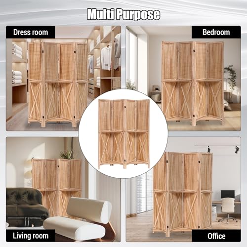 5.6FT Tall Room Divider,Japanese Room Divider 6 Panel Shoji Screen Room Dividers