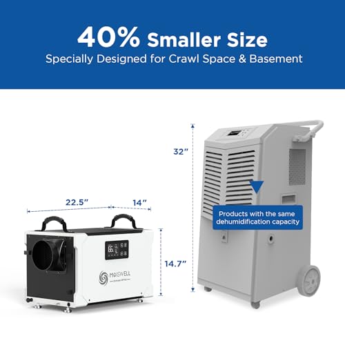 145 Pints Commercial Dehumidifier with Pump and Drain Hose, Energy Star Certified Crawl Space dehumidifier, Industry Water Damage Unit for up to 6