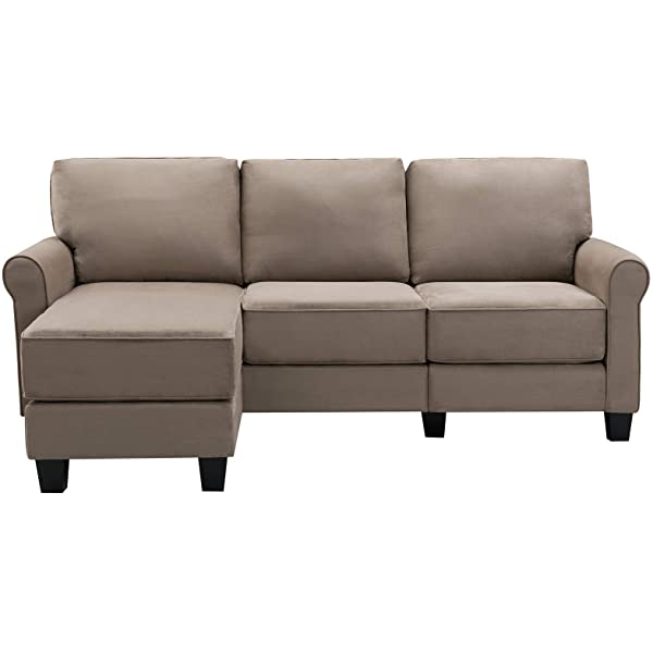 Nolany Reversible Sectional Sofa Couch for Small Apartment L Shape Sofa Couch 3-seat Sectional Couch (Dusty Grey)