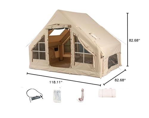 Inflatable Camping Tents with Hand Pump, Air Glamping Tents, Easy Setup Waterproof and Windproof Blow up Tent