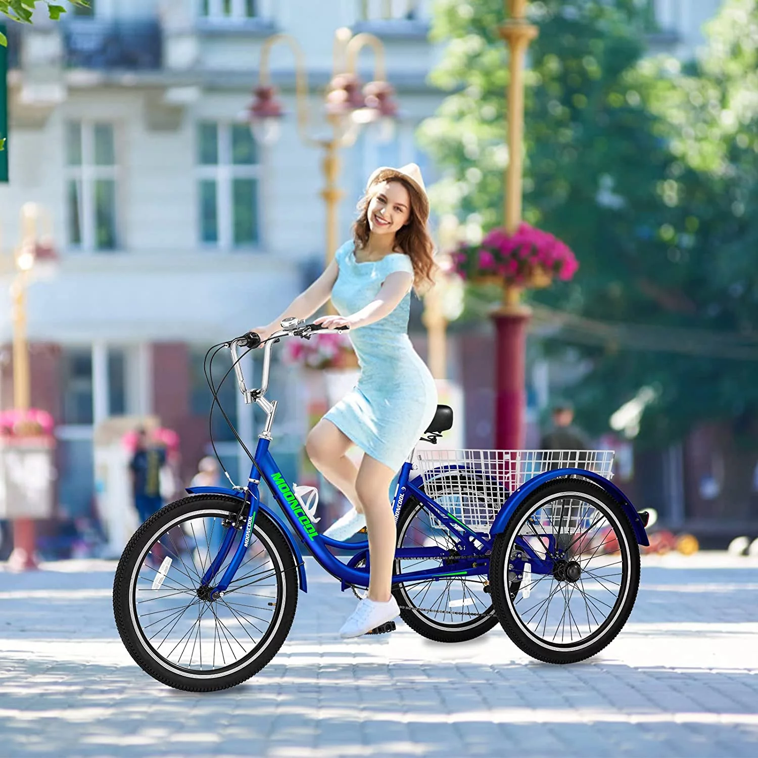 FICISOG 26 Adult Tricycle, 3 Wheel 7 Speed Bikes,450lbs Capacity Cruise Trike with Shopping Basket