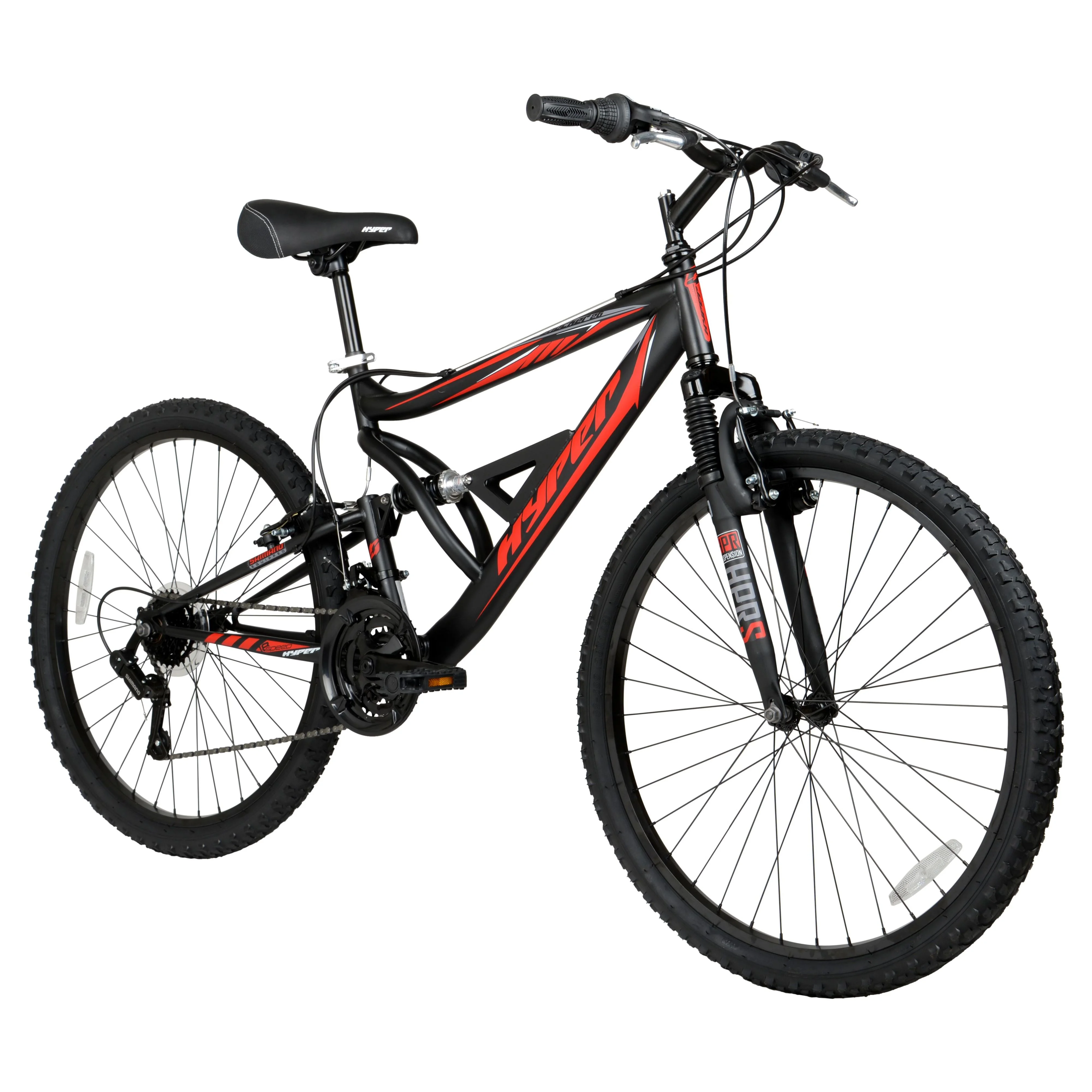 Hyper Bicycles Men's 26" Shocker Mountain Bike, Black/Red