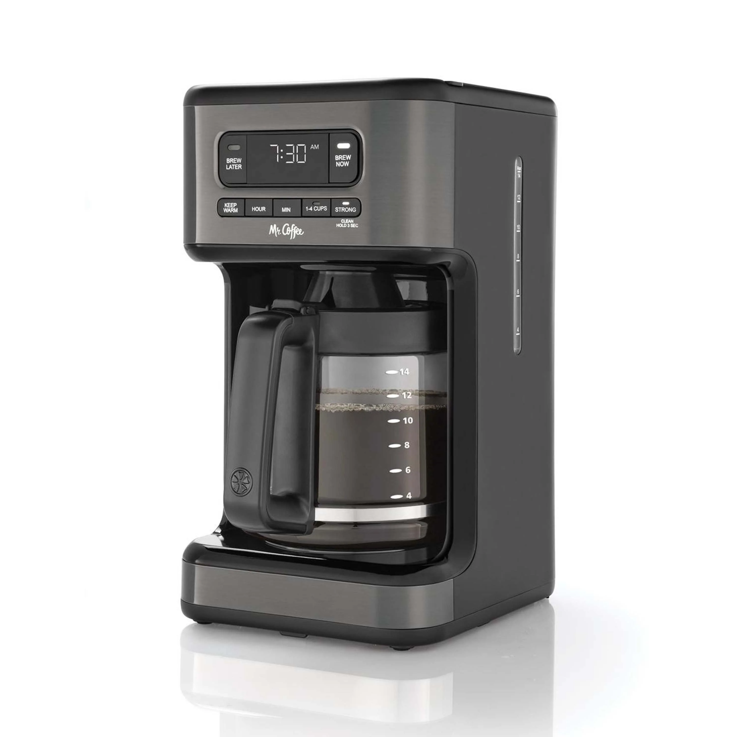 Mr. Coffee? 14 Cup Programmable Coffee Maker, Dark Stainless Steel