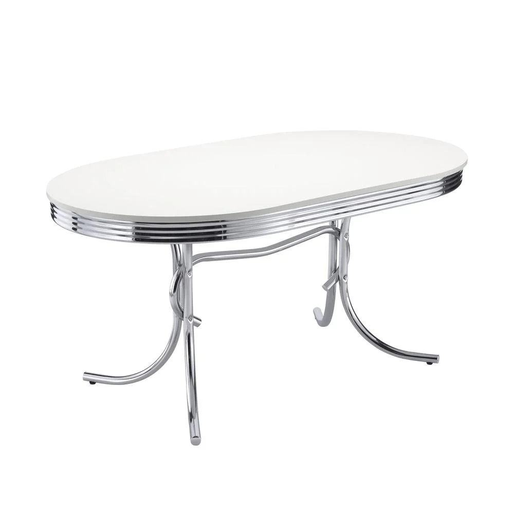 Coaster Retro 5-Piece Contemporary Metal Oval Dining Set in Chrome and Black