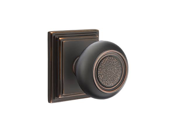Emtek 8161BTUS10B Passage Belmont Knob with Wilshire Rose Finish: Oil Rubbed Bronze