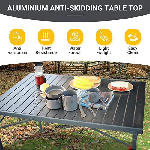 KingCamp Camping Table Folding Portable Table Aluminum Roll Up Lightweight Foldable Large Camp Table for Indoor Outdoor Picnic Backyard, 53.5"X27.5"