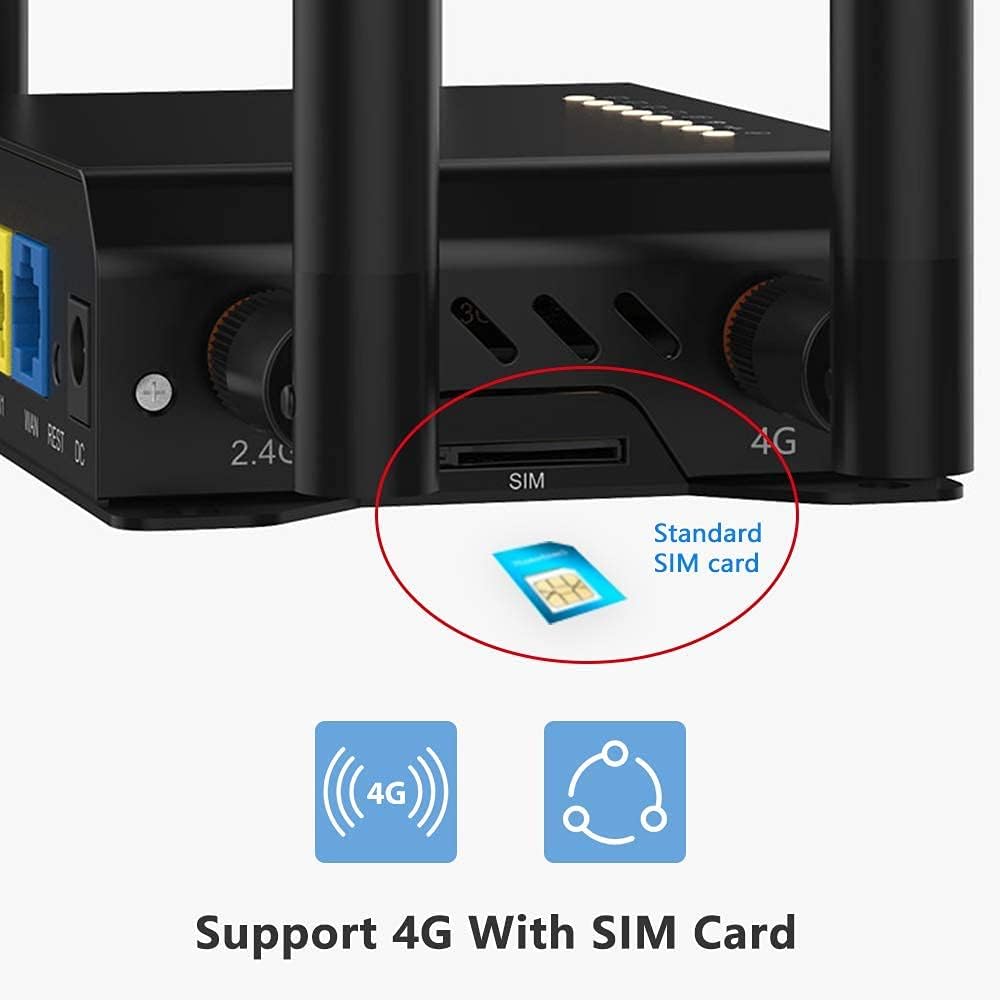 Wiflyer WE826-T2 4G LTE Router|300 Mbps Cat4 Wireless Wi-Fi Router with Industrial Grade Metal Case/Removable External Antennas/SIM Card Slot
