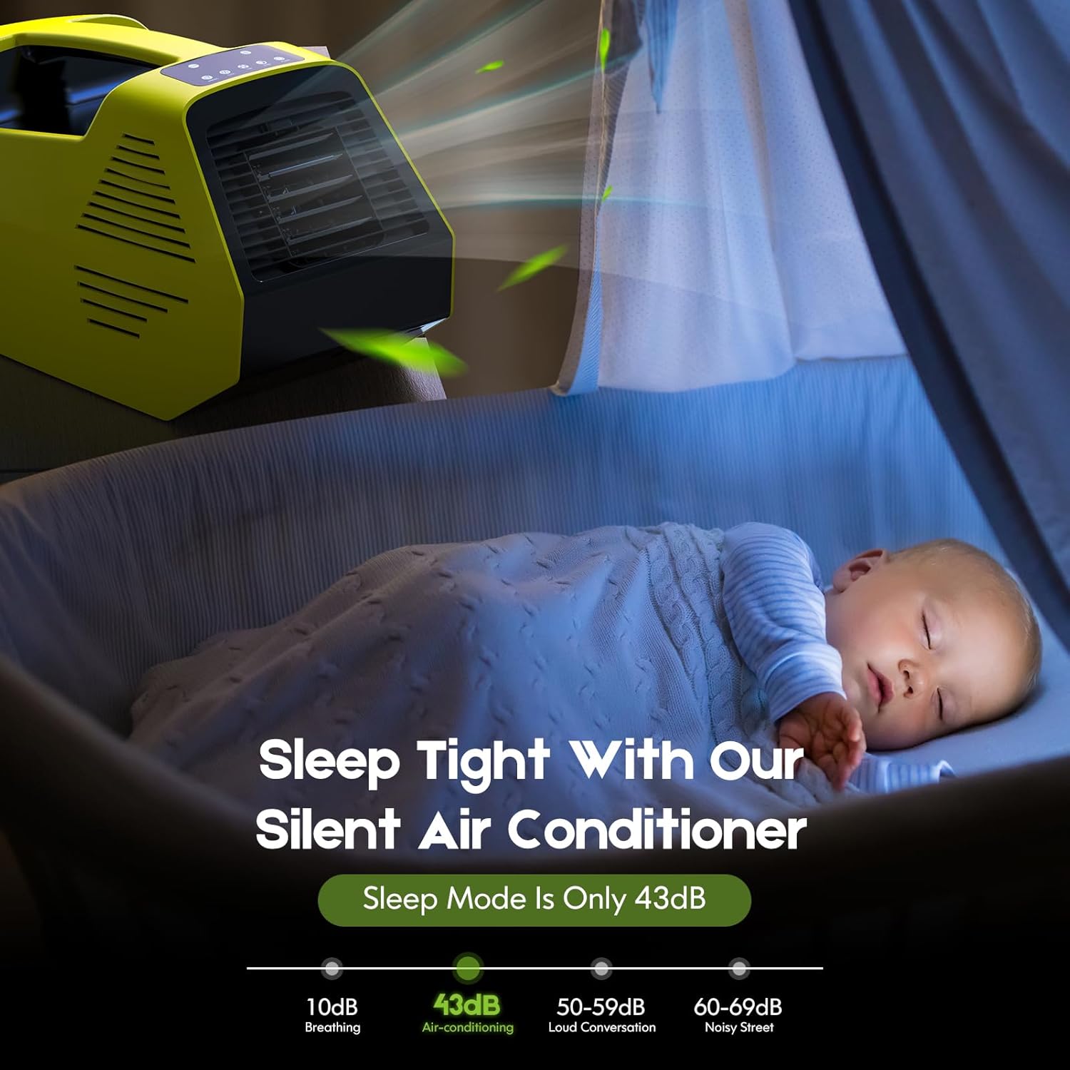 Portable Air Conditioners, 2380BTU Rapid Cooling Outdoor Air Conditioner, 240W Low Power Consumption Camping Air Conditioner for Tent, RV, Truck,Van