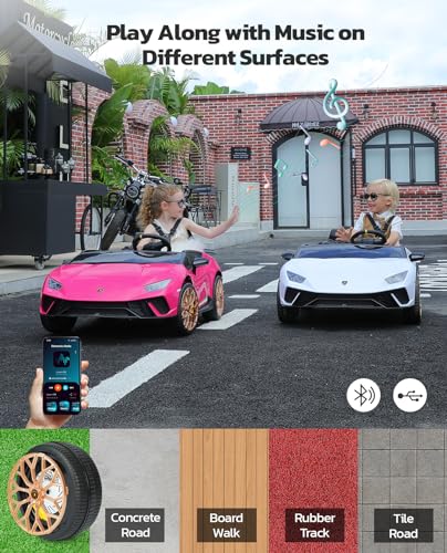 ELEMARA 2 Seater Ride on Toy for Big Kids,12V10Ah Lamborghini Ride On Car, 4.0 mph,Max 130lbs,Electric Car w/Remote, Kids' Electric Vehicles,3 Speeds