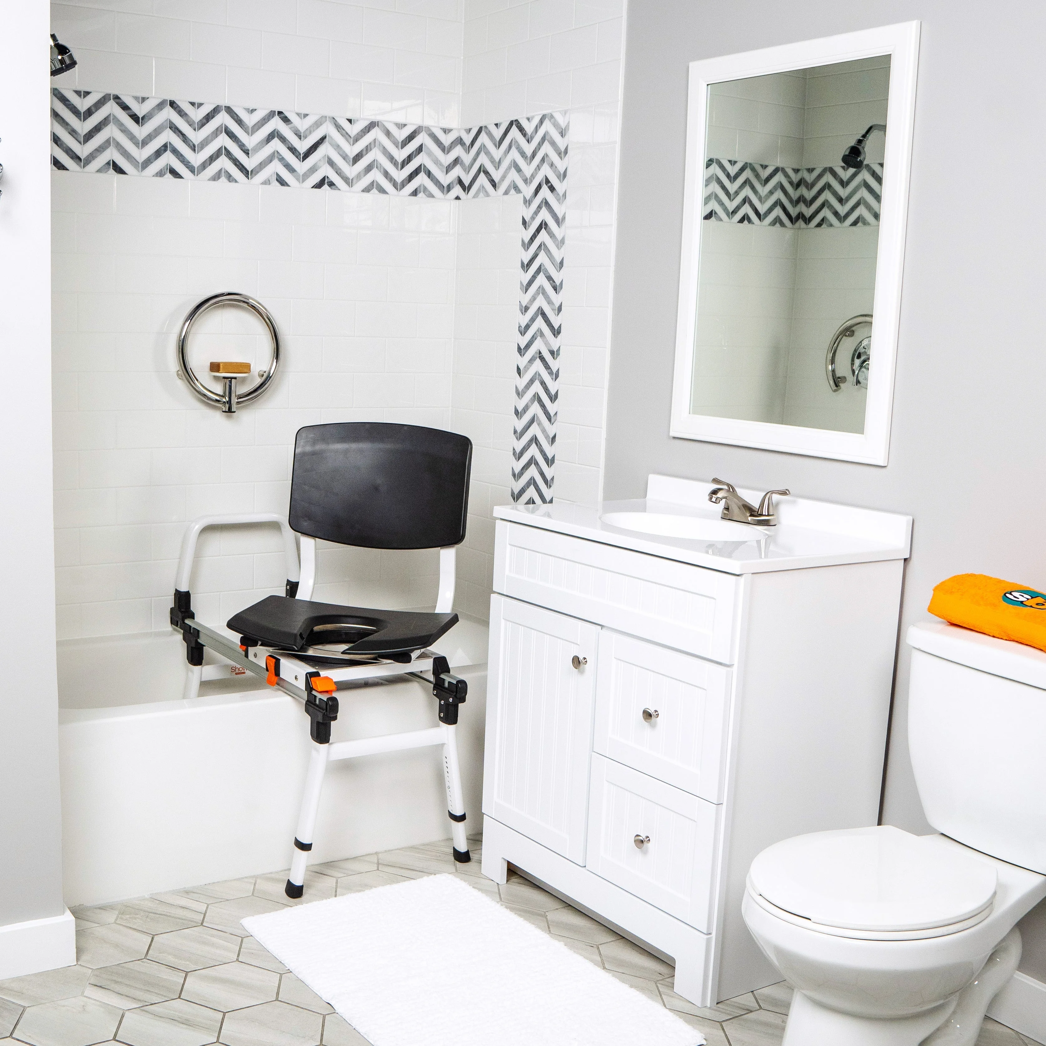 ShowerGlyde Model SG3 Sliding Shower Transfer Bench with Swivel Seat - Radiant Selections