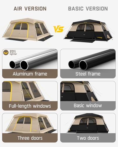 FanttikOutdoor Zeta C8 Air/C10 Air Camping Tent, Lightweight 10 Person Instant Cabin Tent Setup in 60s, 20% Lighter