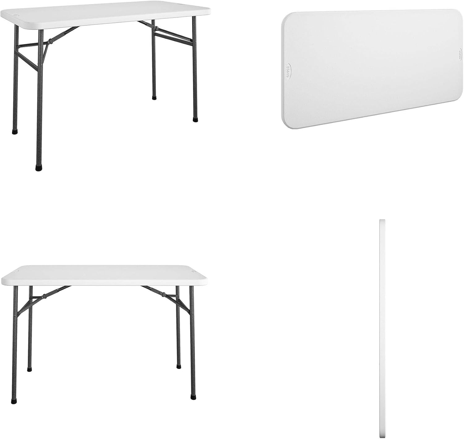 COSCO 4 ft. Straight Folding Utility Table, White, Indoor & Outdoor, Portable Desk, Camping, Tailgating, & Crafting Table