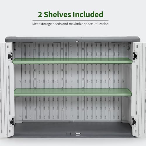 Macrout Plastic Storage Shed 4.3 x 2.5 ft, Waterproof Outdoor Storage Cabinet with Floor, Resin Shed for Garden and Patio (Medium)