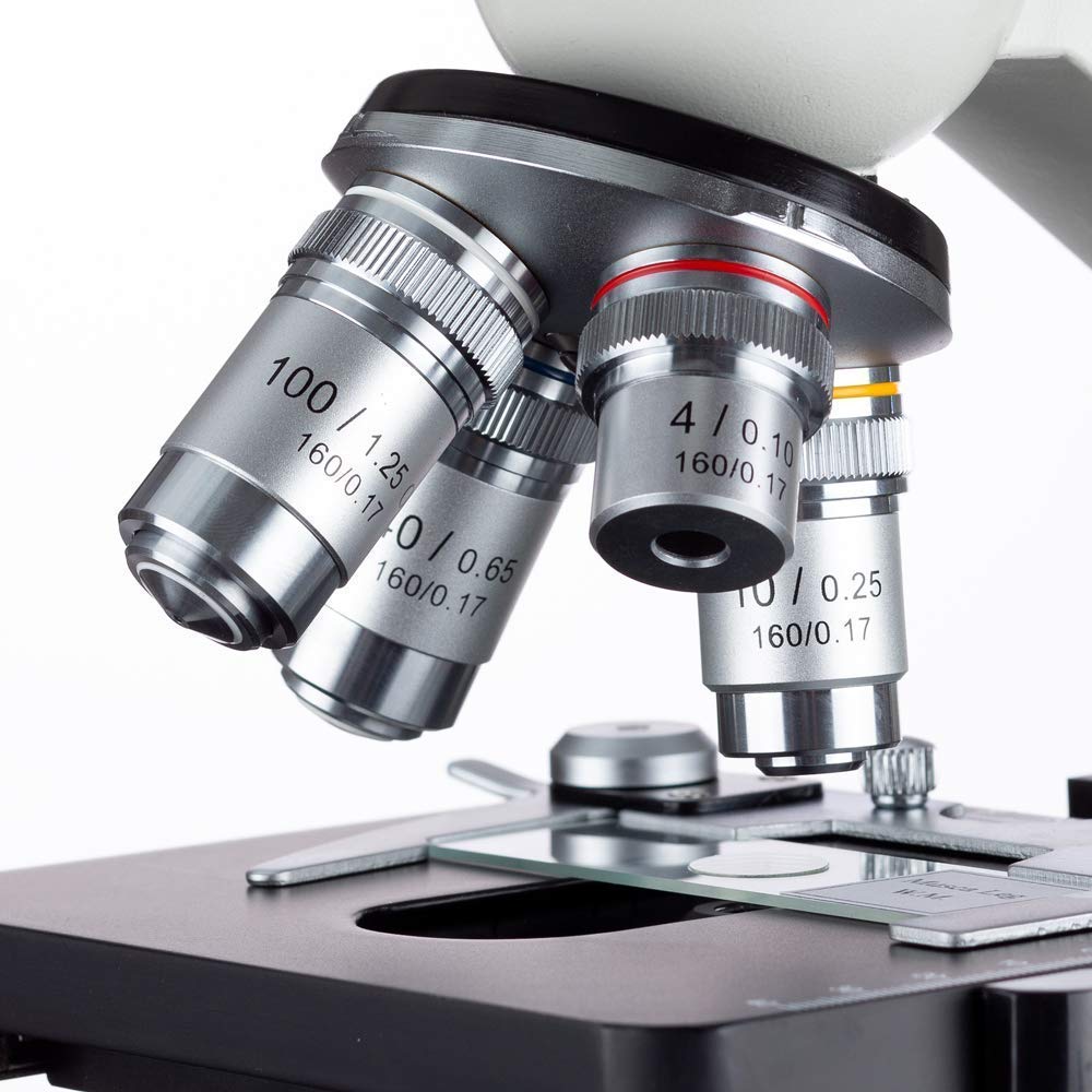 OMAX 40X-2000X LED Binocular Compound Lab Microscope w/ Double Layer Mechanical Stage + Blank Slides, Cover Slips, & Lens Cleaning Paper