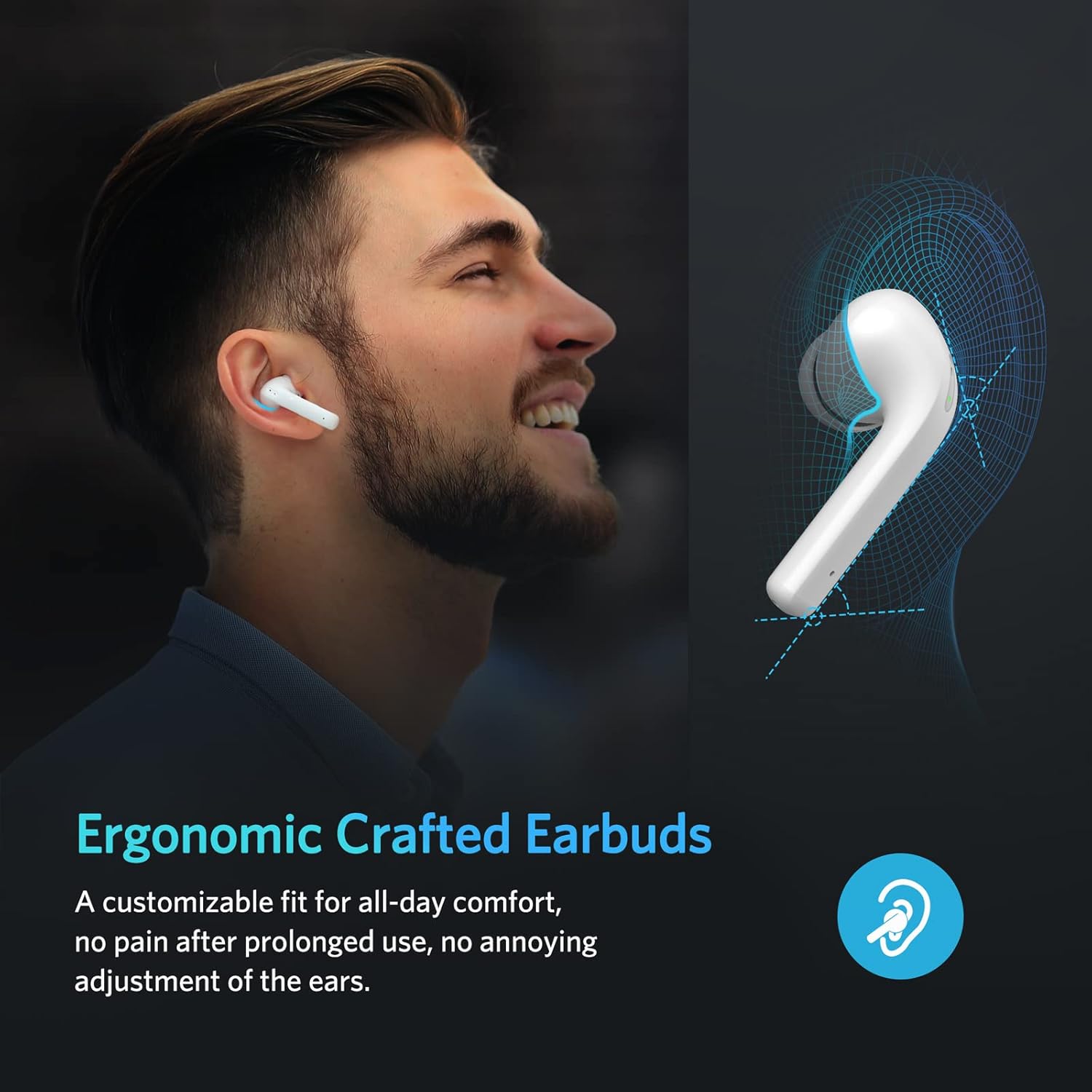 ACHOICE Bluetooth Noise Cancelling True Wireless Earbuds, Heavy Bass Earbud & in-Ear Headphones, Power Display Waterproof Earphone with 4Mic ANC