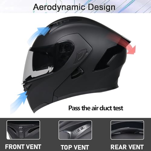 Adults Bluetooth Motorcycle Helmet Full Face Sun Visors Modular Helmets Flip up Motorbike Sport Offroad Mountain Lightweight Helmet for Men Women