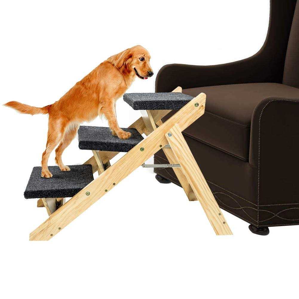 Mewang Wooden Dog Stairs/Steps Foldable 4 Levels Pet Stairs &amp; Ramp Perfect for Beds and Cars - Pet Supplies online store