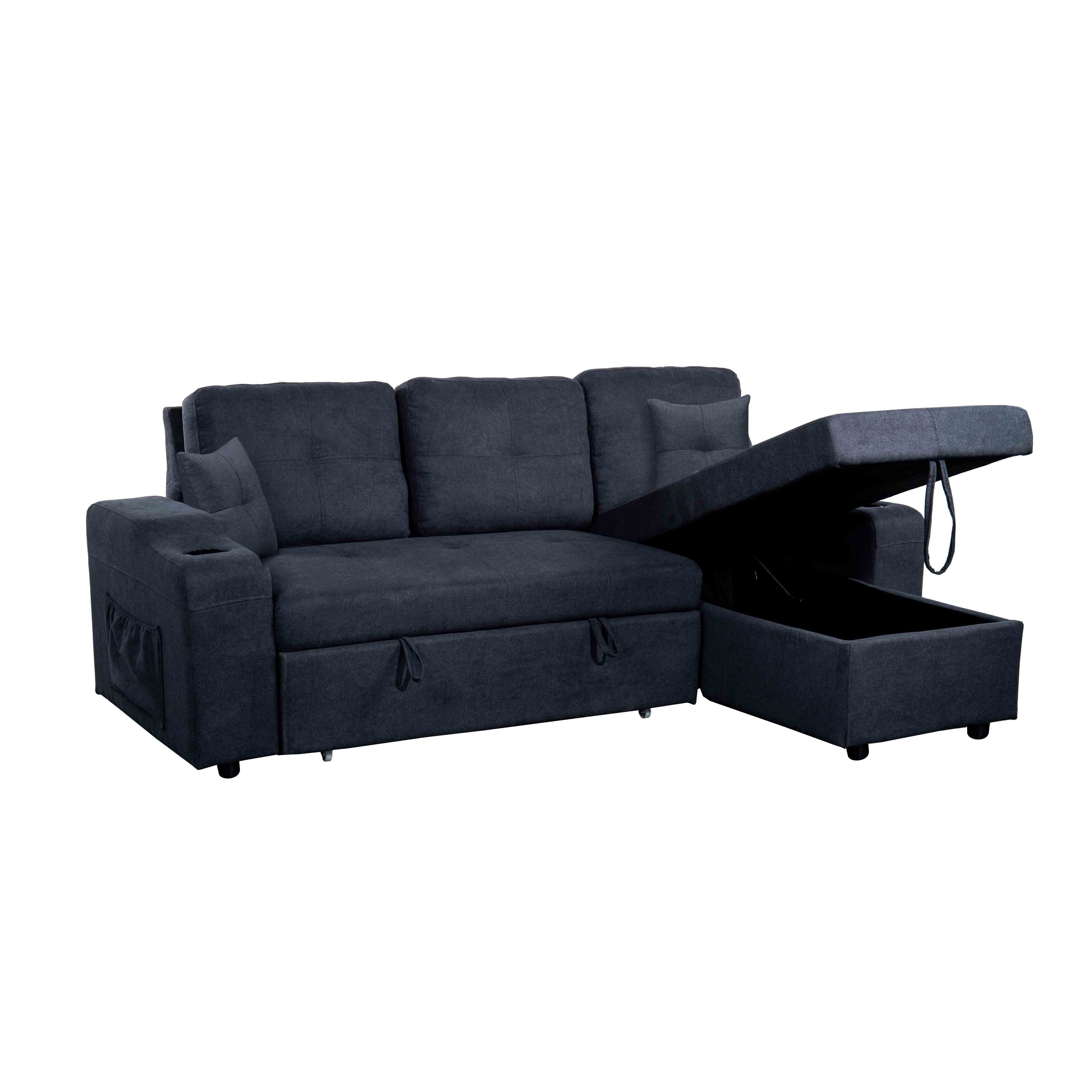 Right-facing sectional sofa with footrest, convertible corner sofa with armrest storage, living room and apartment sectional sofa