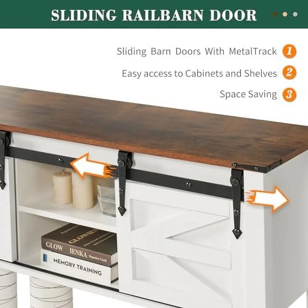 KBANZIBIU Entryway Table with Sliding Barn Doors  43 Inch Farmhouse and Industrial Console Table with   Rustic Sofa Table for Entryway  Hallway