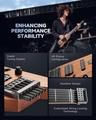 Donner HUSH-X Electric Guitar Kit - Featherlight Travel Guitar with Easy Assemble Stands, Great for Travel and Practice, Mahogany Solid Body, Gig Bag