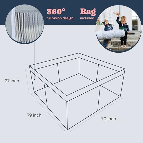 TODALE Extra Large Playpen for Babies and Toddlers 79”×70”- Tear-Resistant, Safe Indoor & Outdoor Oversized Thick Play Yard for Infant, Toddler