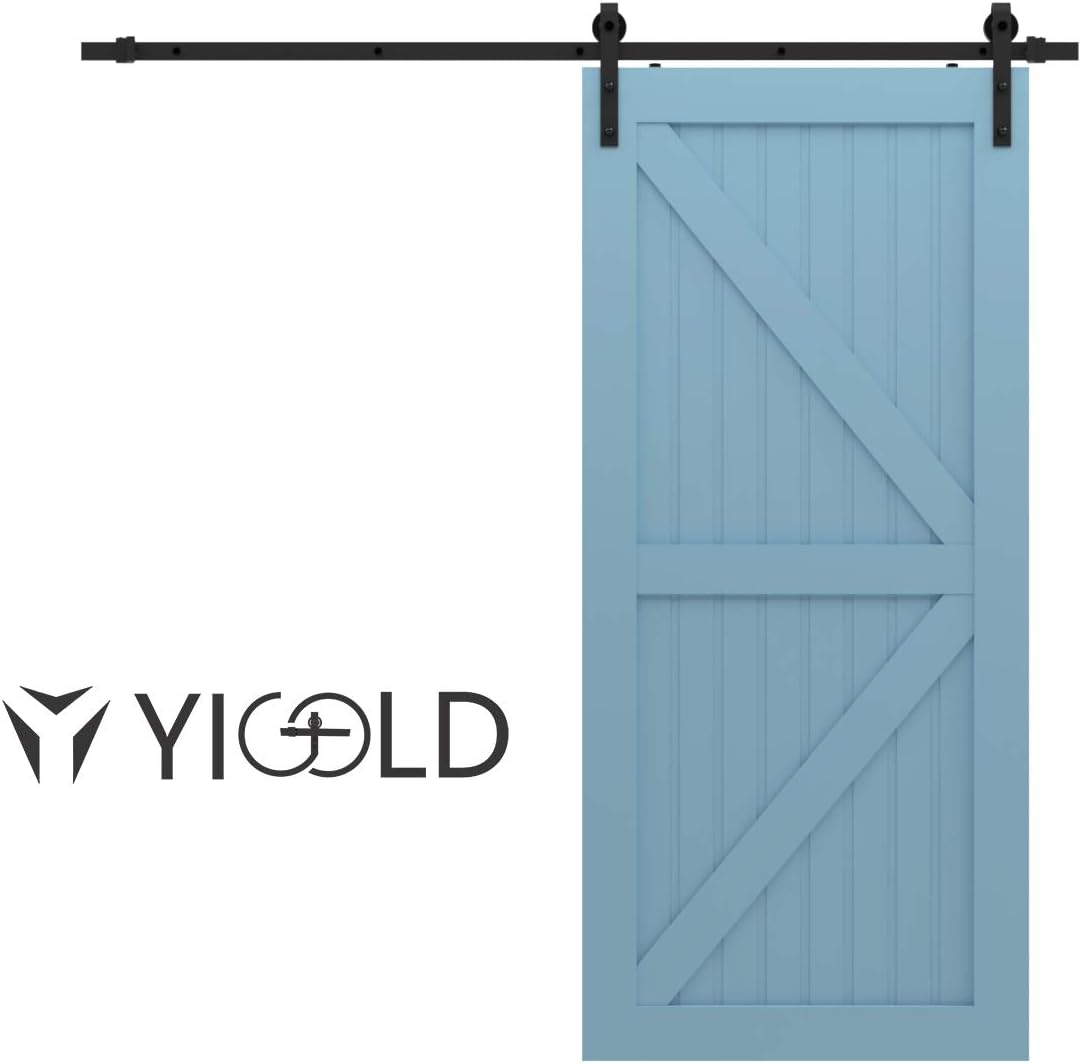 YIGOLD 6.6ft Sliding Barn Door Hardware Kit,Antique Style,Sliding Smoothly Quietly,Factory Outlet Upgraded Version Quality Carbon Steel