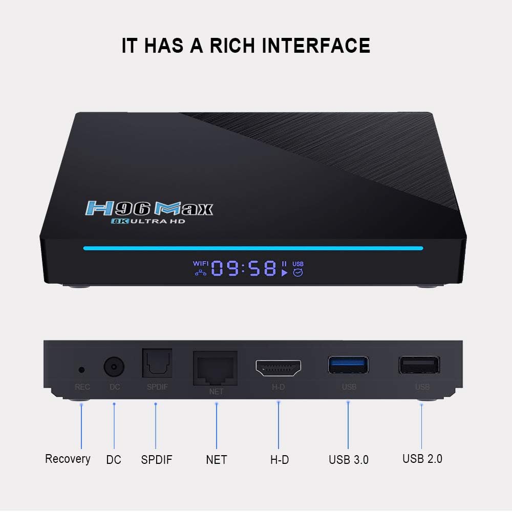 8GB 128GB H96 Max RK3566 Android TV Box RK3566 Quad Core Android 11.0 2.4G/5G WiFi 1000M LAN BT4.0 USB3.0 Support 4K 60fps H.265 HDR Box with i8