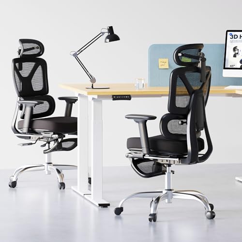 FLEXISPOT ErgoX Premium Ergonomic Office Chair with Footrest- Adjustable 3D Armrests, Dynamic Lumbar Support, Recline & Tilt Function, Mesh Seat