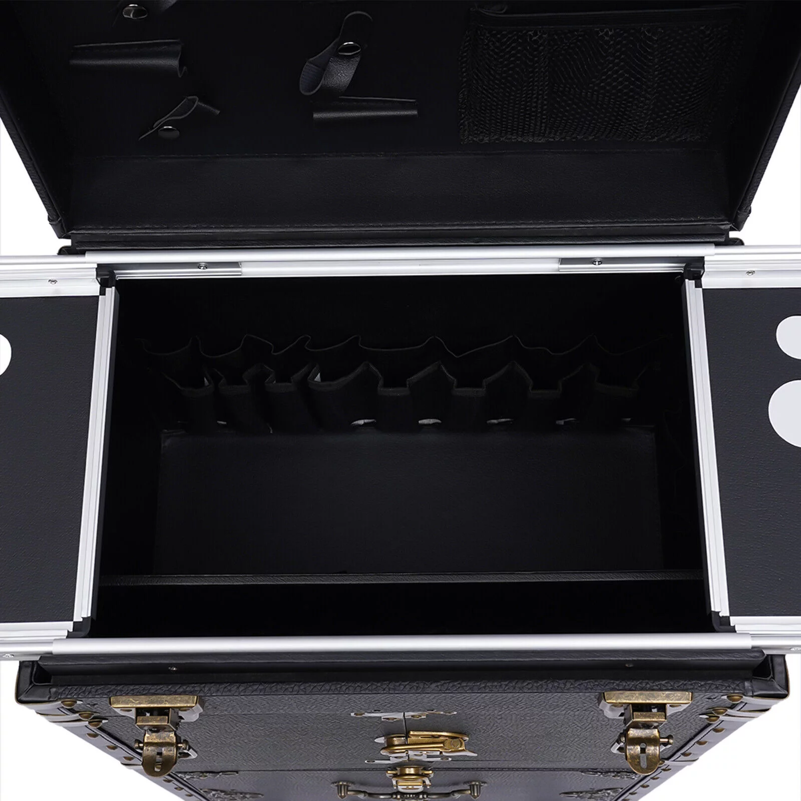 Miumaeov Portable Rolling Makeup Train Case Hairdressing Clipper Trimmer Display Suitcase Travel Organizer Beauty Salon Cosmetic Luggage Box
