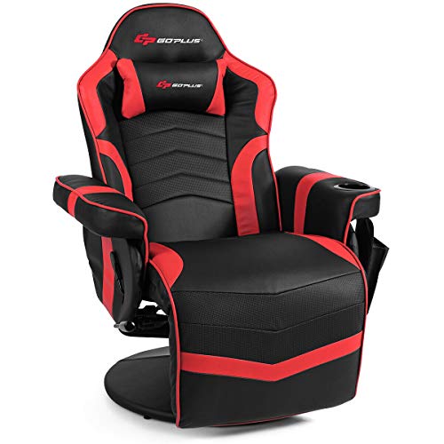 Goplus Massage Gaming Chair, Racing Style Gaming Recliner w/Adjustable Backrest and Footrest