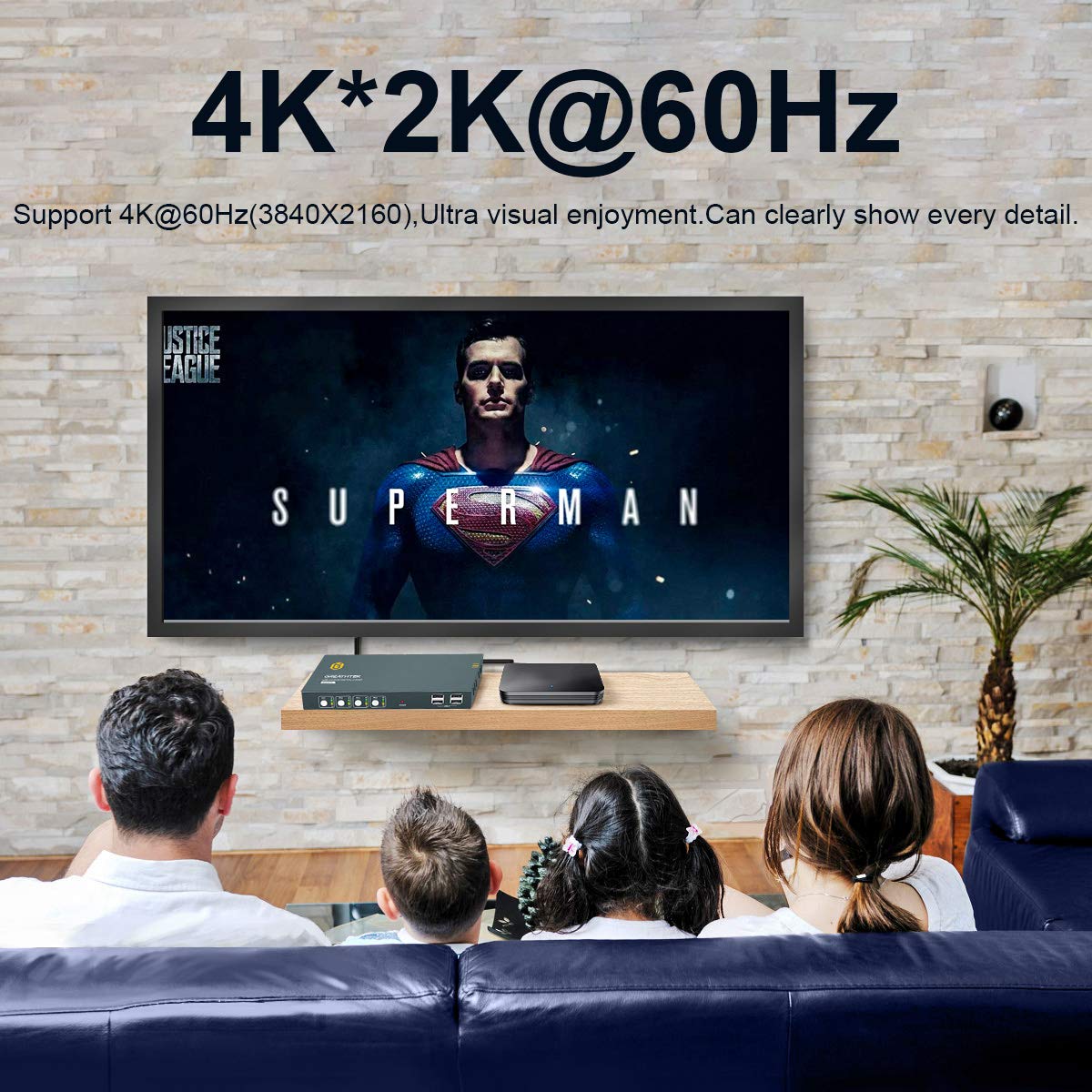 GREATHTEK KVM Switch HDMI 4 Port 4K@60Hz,4USB 2.0,Support The Input of USB2.0 Devices Such as Printers,HDCP2.2,YUV 4: 4: 4,All Needed Cables