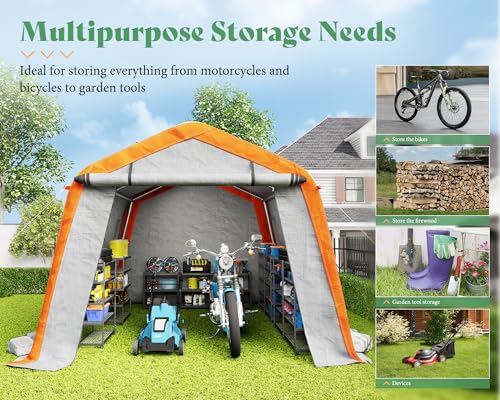 AMERLIFE 10.5x12x8 FT Heavy Duty Portable Shed Storage Shelter, Outdoor Storage Shed with 4 Waterproof Windows & Roll-up Zipper Door