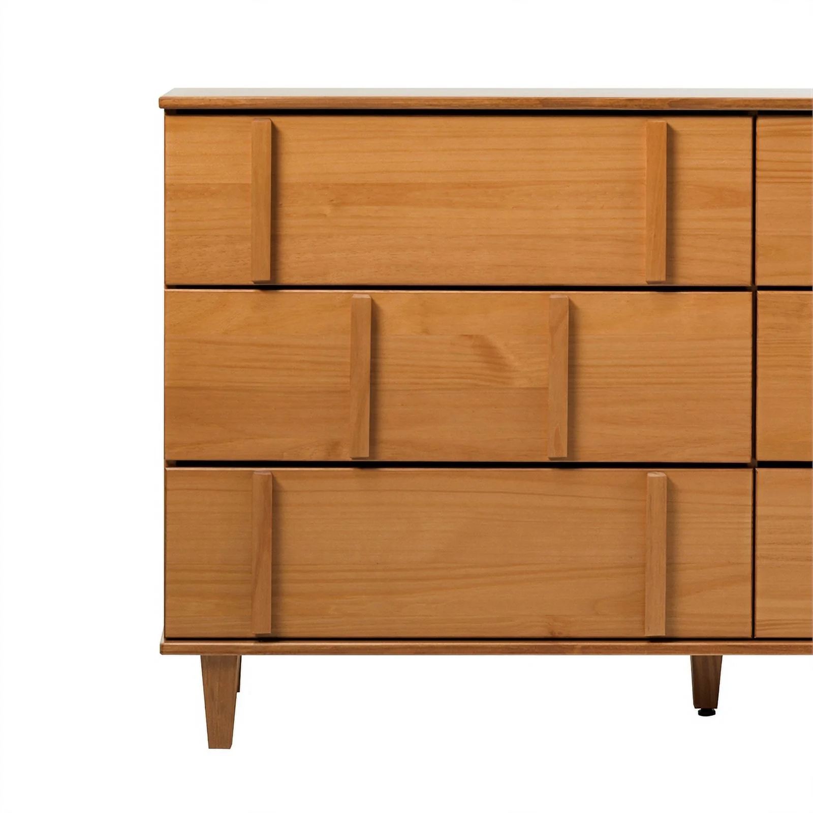 Walker Edison Modern Detailed 6-Drawer Solid Wood Dresser 60 Inch Caramel
