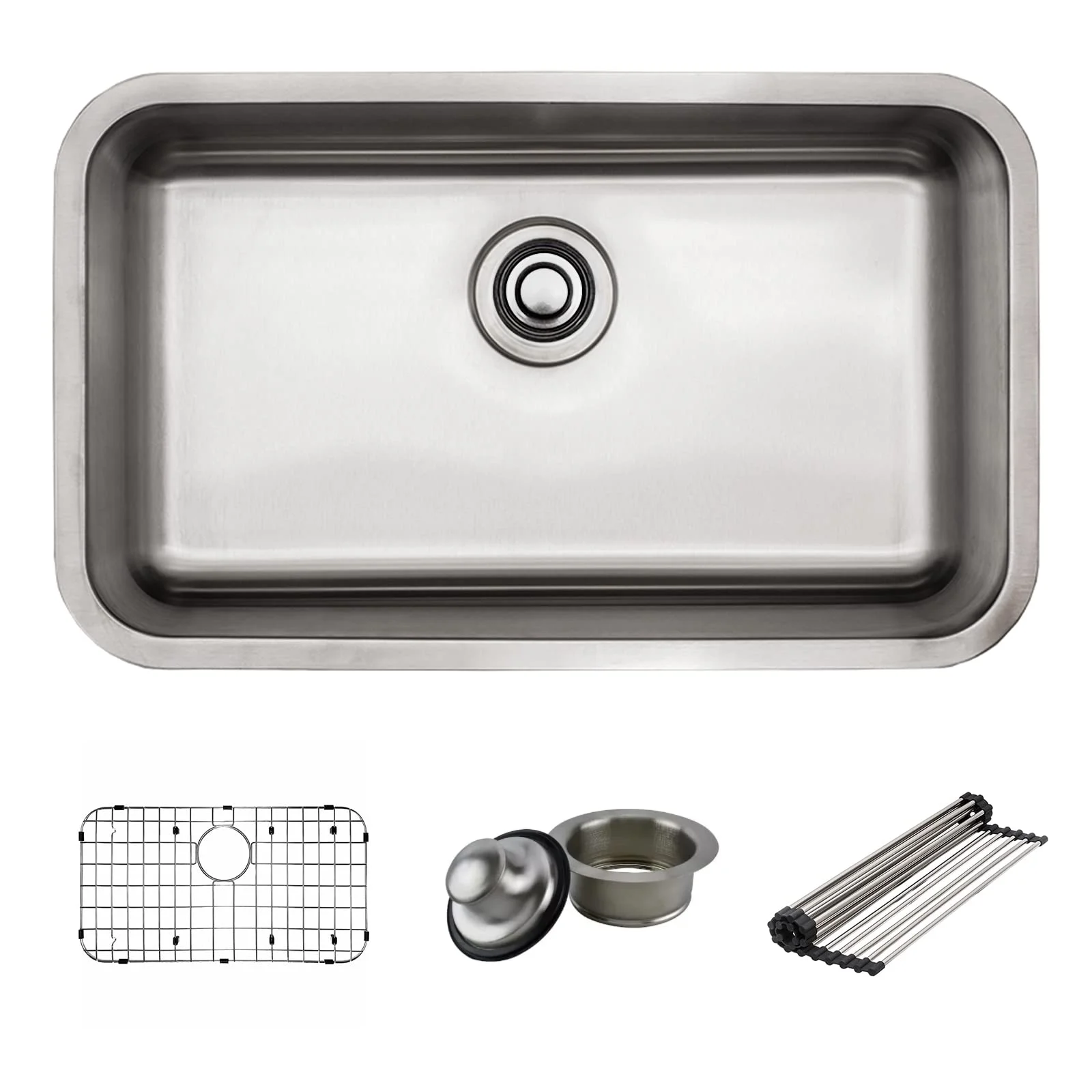 Strictly Sinks 29 Inch Undermount Kitchen Sink-Single Bowl Kitchen Sinks-18 Gauge Kitchen Sink-Ideal Sink for Kitchen with Single Disposal Flange
