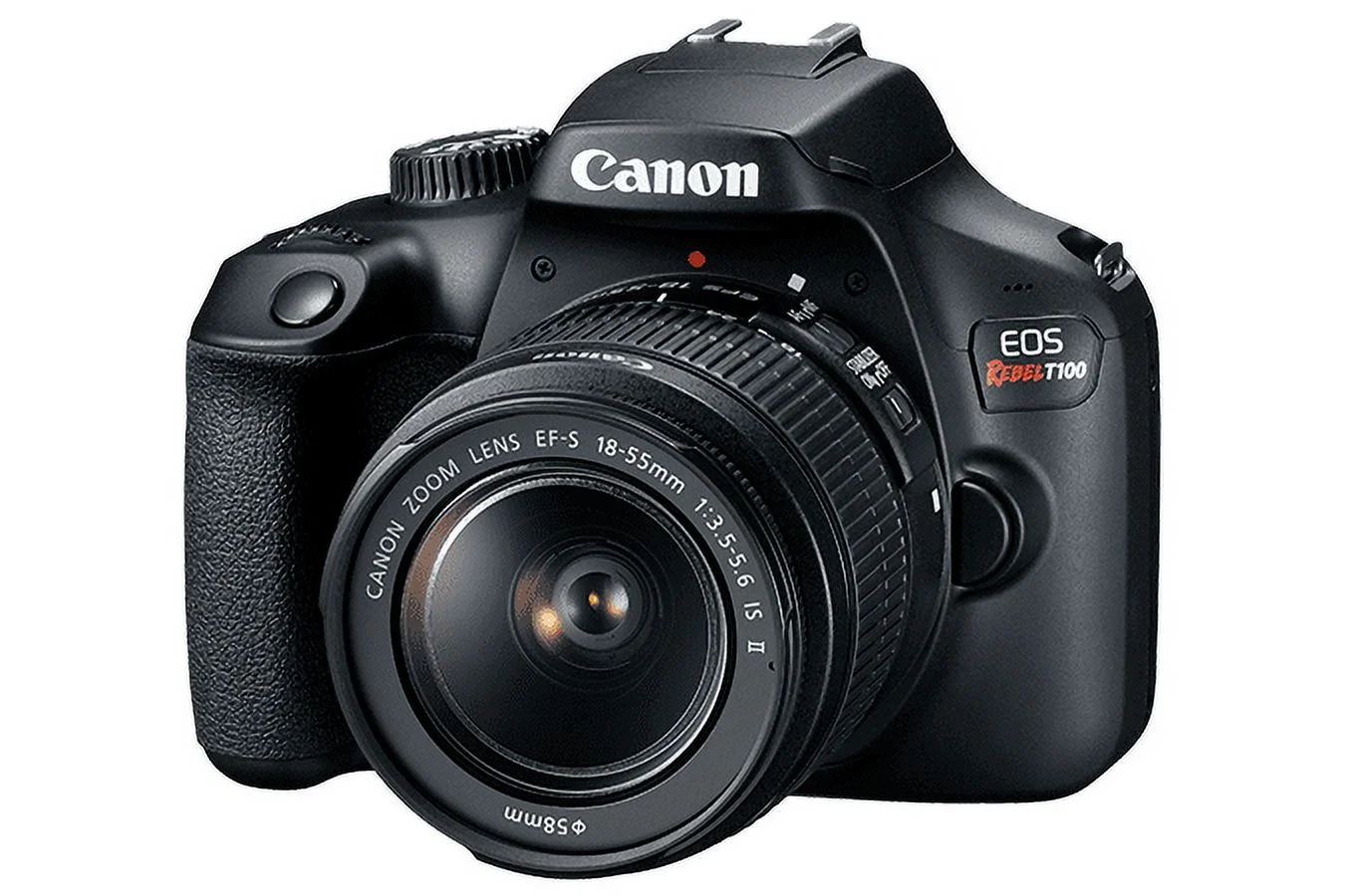 Canon EOS Rebel T100 / 4000D DSLR Camera with 18-55mm Lens + 64GB Memory Card + Case + Card Reader + Flex Tripod + Hand Strap + Cap Keeper + Memory