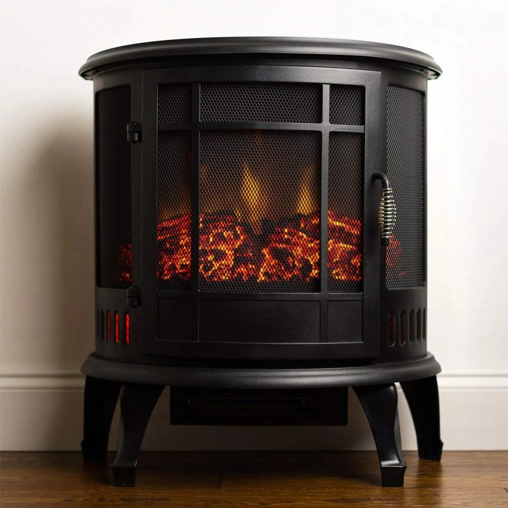 E-Flame USA Regal Free Standing Electric Fireplace Stove - Black