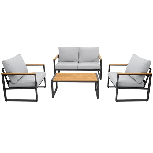 Patio Furniture Set, 4 Pieces Outdoor Patio Furniture with Coffee Table Set