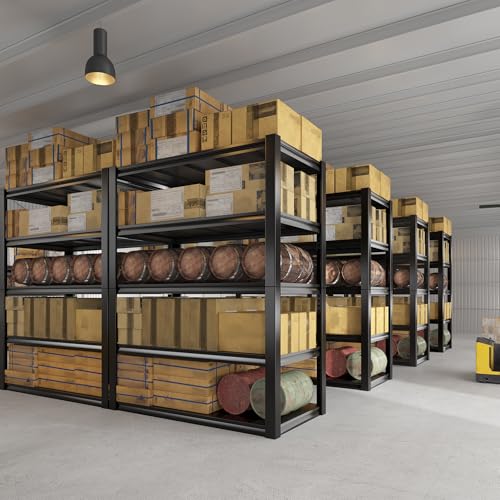REIBII 48" W Garage Shelving 3000LBS Metal Shelving Heavy Duty Storage Shelves Adjustable Metal Shelf Industrial Pantry Shelves for Warehouse Garage