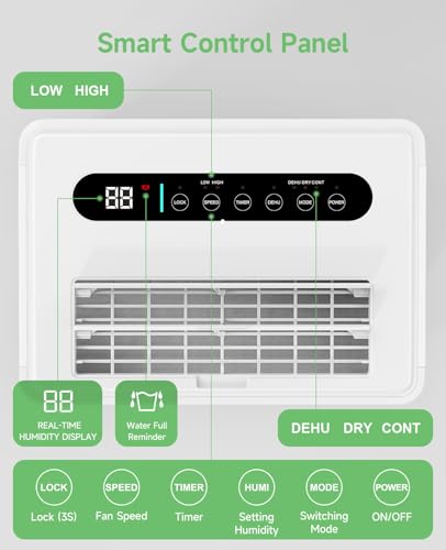 1500 Sq.ft Dehumidifier for Basement, Trazico 21 Pint Dehumidifiers for Home Large Room with Drain Hose, Smart Humidity Control, 3 Modes, 24H Timer