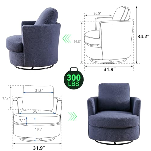 ODUWA Swivel Barrel Chair Set of 2