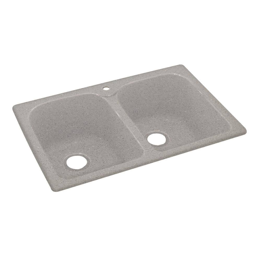 Swanstone KSLB-3322 Double Bowl 33x22x 22x22 Kitchen Sink in Canyon
