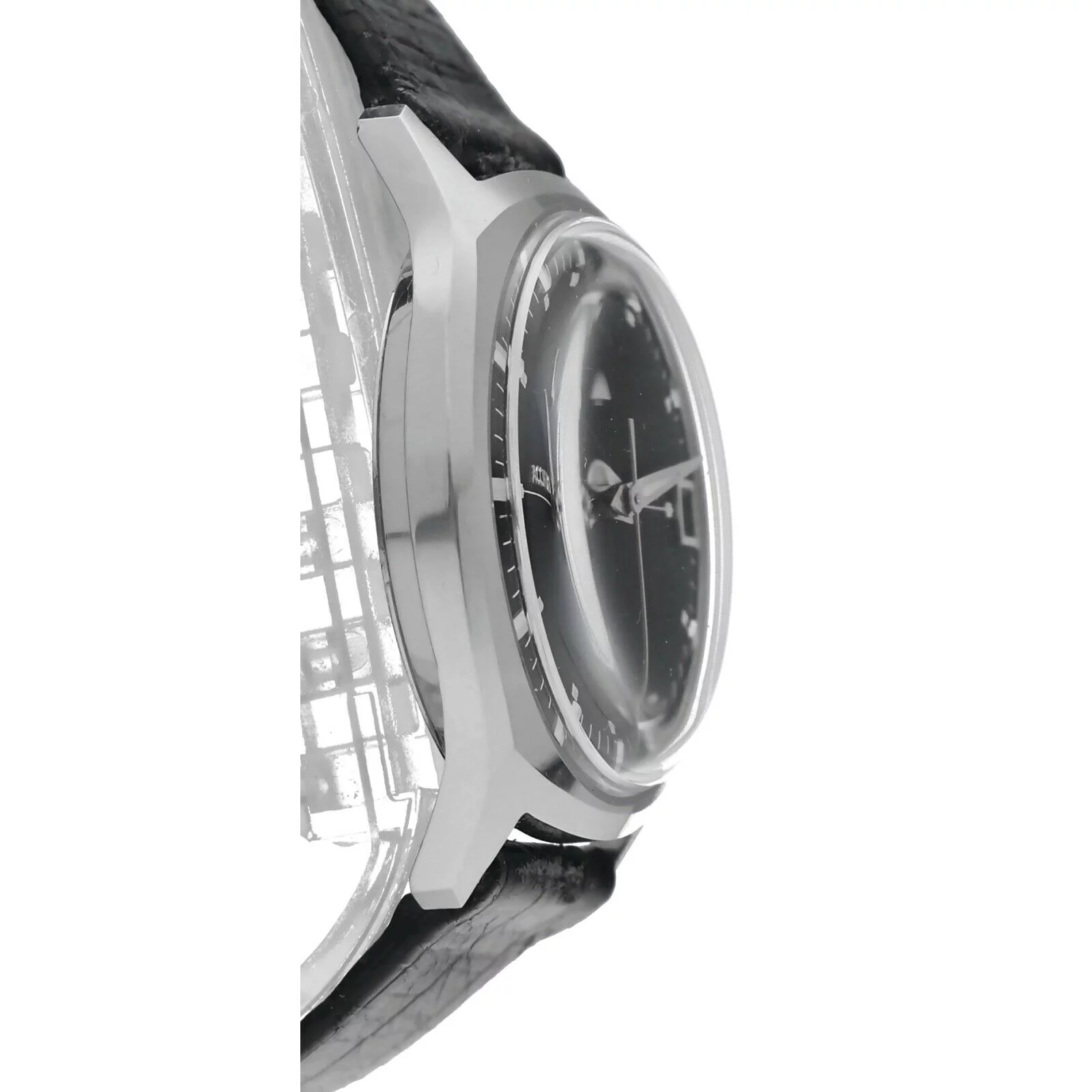 Vintage Bulova Accutron Date Stainless Steel Black Dial Tuning Fork Men's Watch