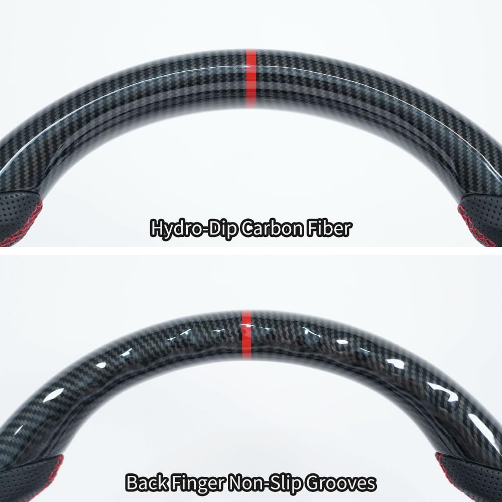 Hydro-Dip Carbon Fiber Perforated Leather Grip Steering Wheel, Car Steering Wheel Fit for Infiniti G35 2004-2007