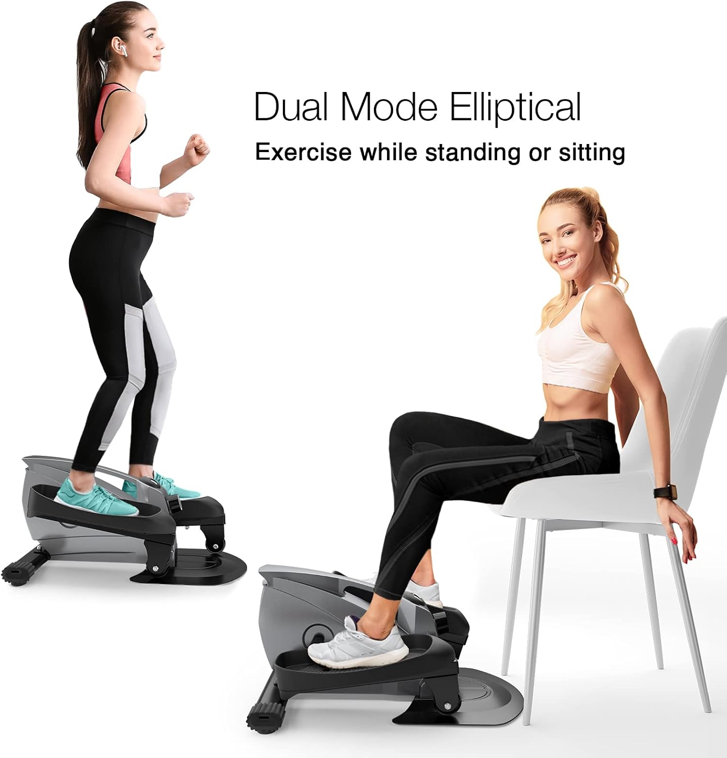 PERLECARE Under Desk Elliptical Portable Elliptical Machine, Desk Bike Pedal Exerciser with Adjustable Resistance & LCD Monitor