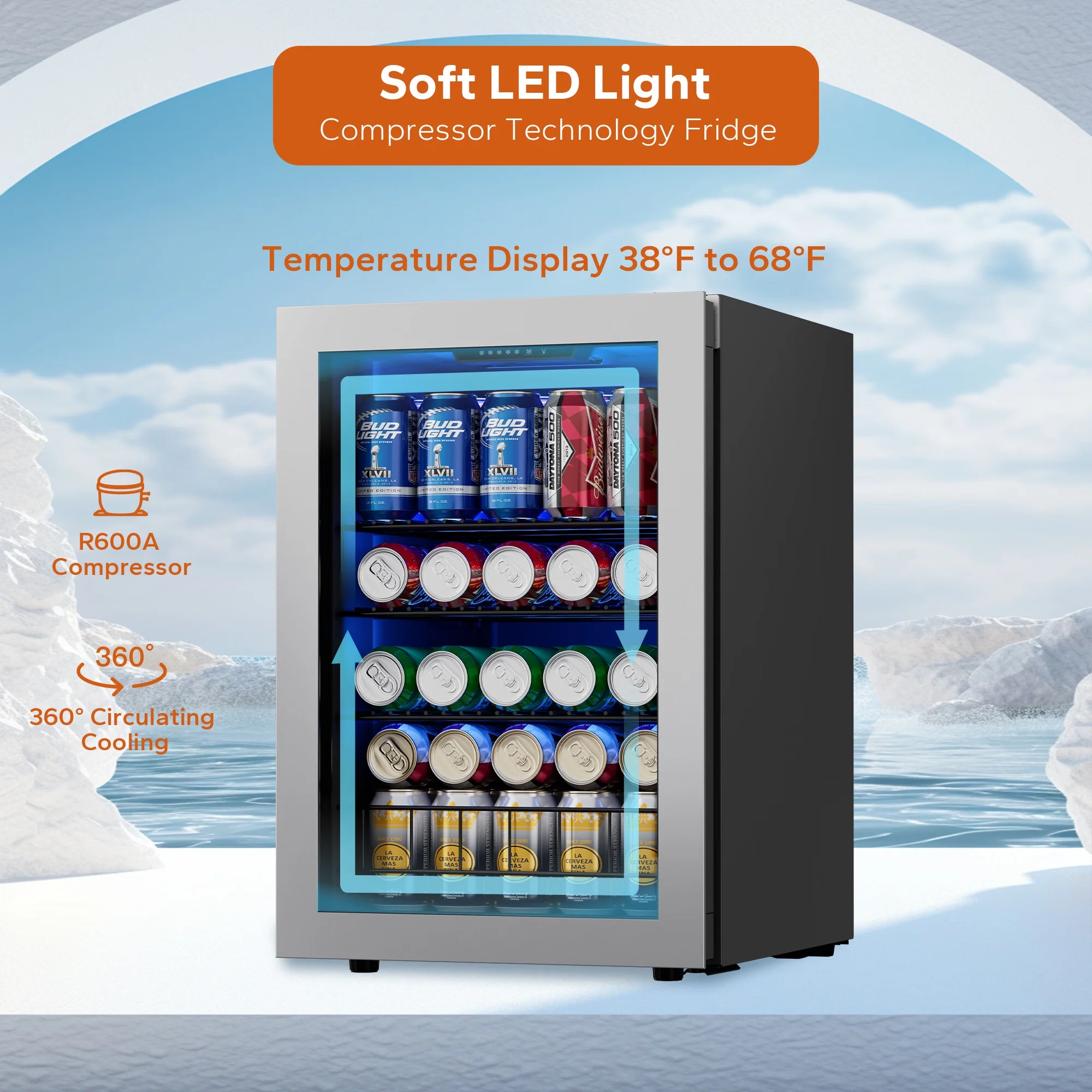 Ca'Lefort Beverage Refrigerator Cooler, 160 Can Freestanding Beverage Fridge，Mini fridge with Glass Door for Home/Bar/Office(2 Pack)